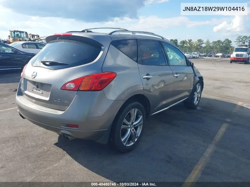 JN8AZ18W29W104416 2009 Nissan Murano Le