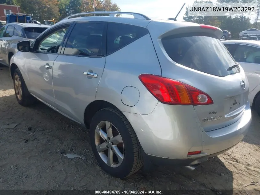 2009 Nissan Murano Sl VIN: JN8AZ18W19W203292 Lot: 40494789