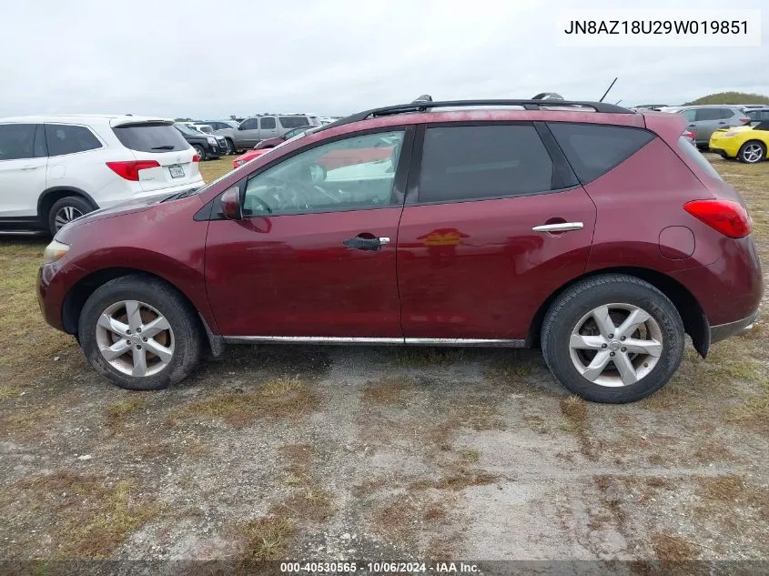 2009 Nissan Murano S/Sl VIN: JN8AZ18U29W019851 Lot: 40530565