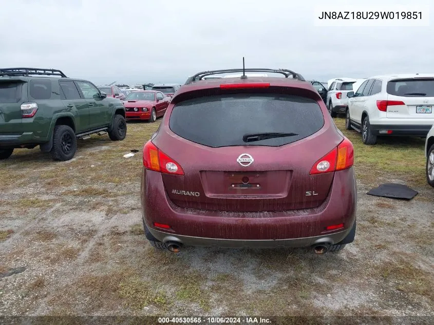 JN8AZ18U29W019851 2009 Nissan Murano S/Sl