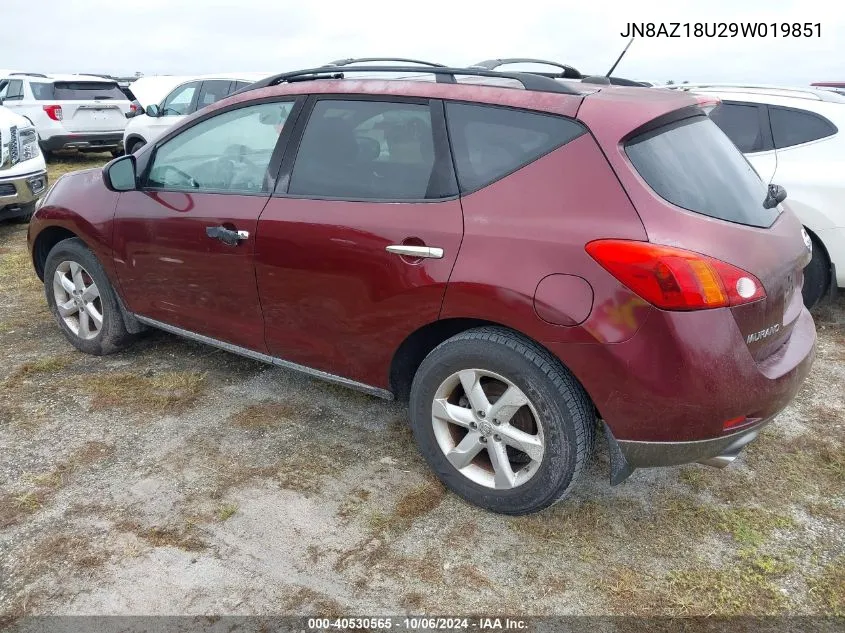 2009 Nissan Murano S/Sl VIN: JN8AZ18U29W019851 Lot: 40530565