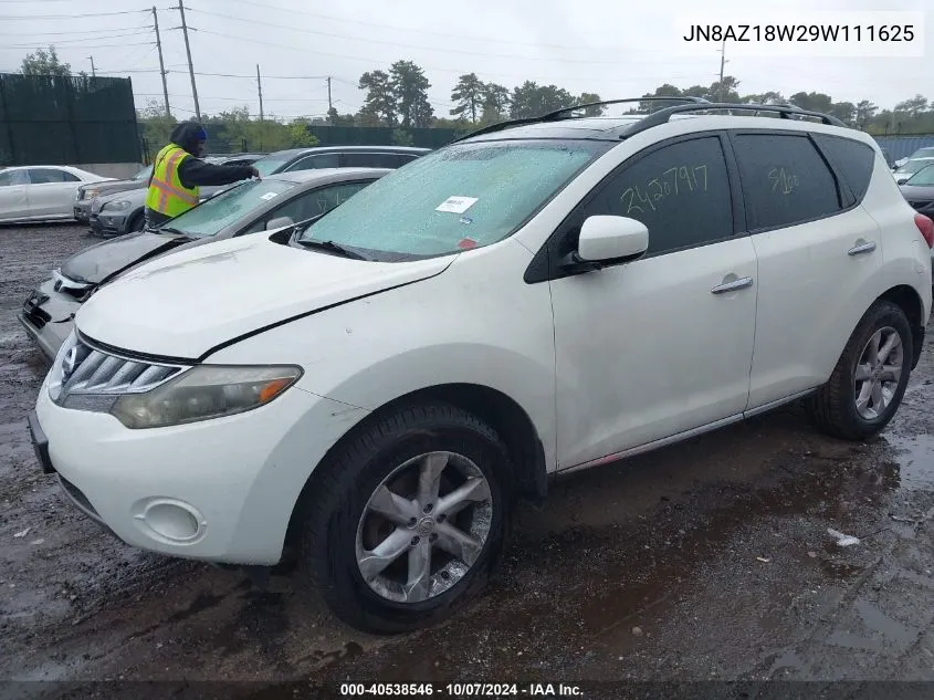 2009 Nissan Murano Sl VIN: JN8AZ18W29W111625 Lot: 40538546