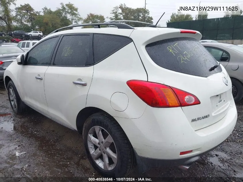 2009 Nissan Murano Sl VIN: JN8AZ18W29W111625 Lot: 40538546