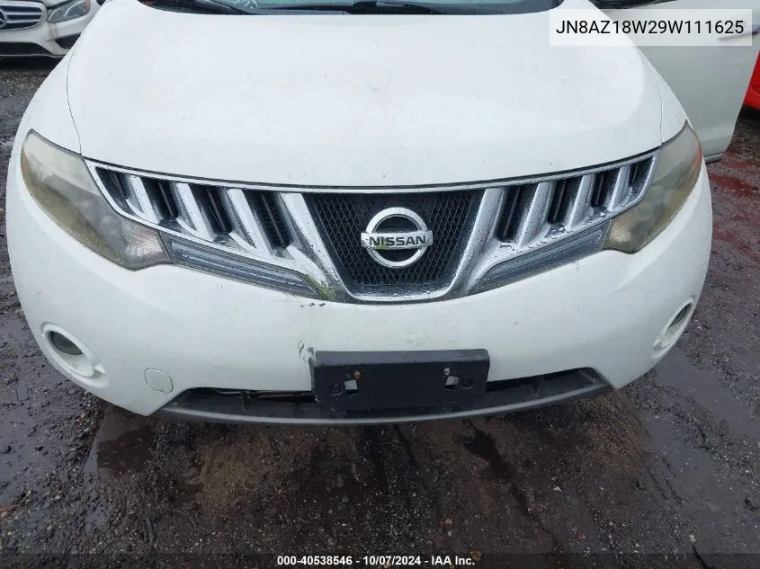 2009 Nissan Murano Sl VIN: JN8AZ18W29W111625 Lot: 40538546