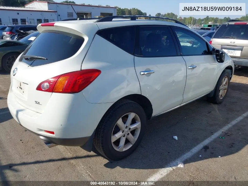 2009 Nissan Murano Sl VIN: JN8AZ18U59W009184 Lot: 40543192