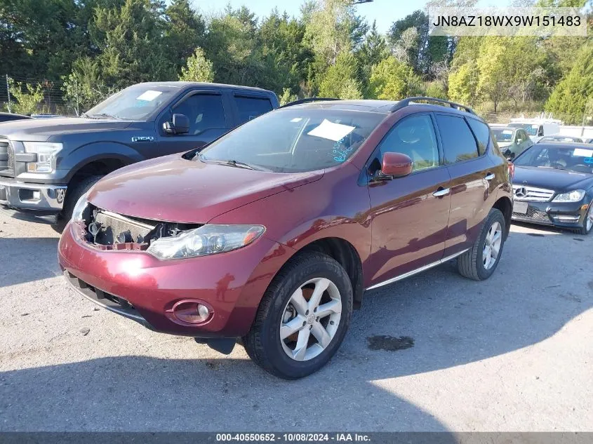 2009 Nissan Murano Sl VIN: JN8AZ18WX9W151483 Lot: 40550652