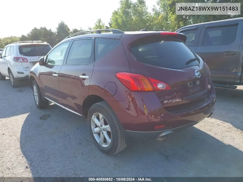 JN8AZ18WX9W151483 2009 Nissan Murano Sl