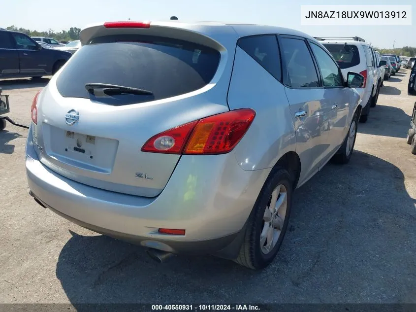 2009 Nissan Murano Sl VIN: JN8AZ18UX9W013912 Lot: 40550931