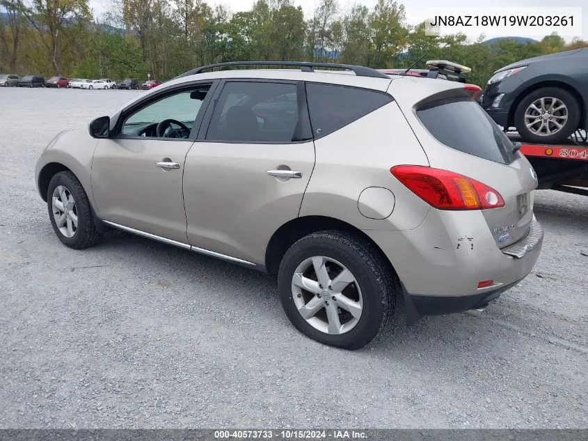 2009 Nissan Murano S VIN: JN8AZ18W19W203261 Lot: 40573733