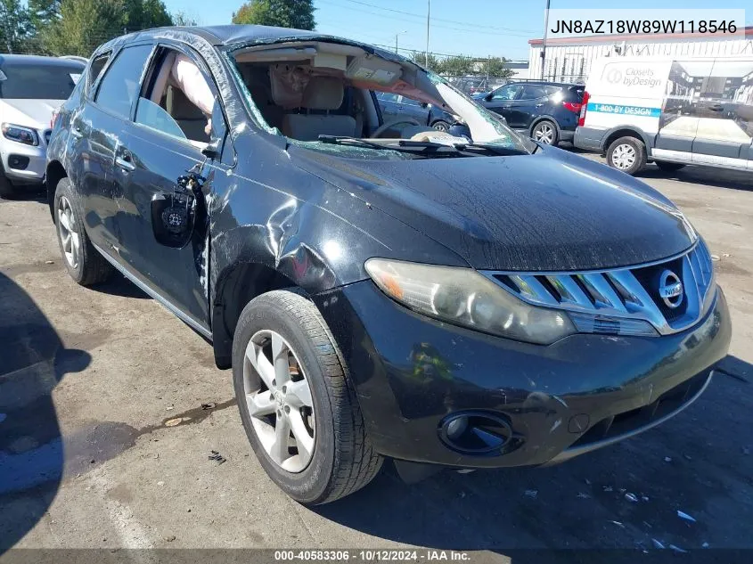 2009 Nissan Murano S/Sl/Le VIN: JN8AZ18W89W118546 Lot: 40583306