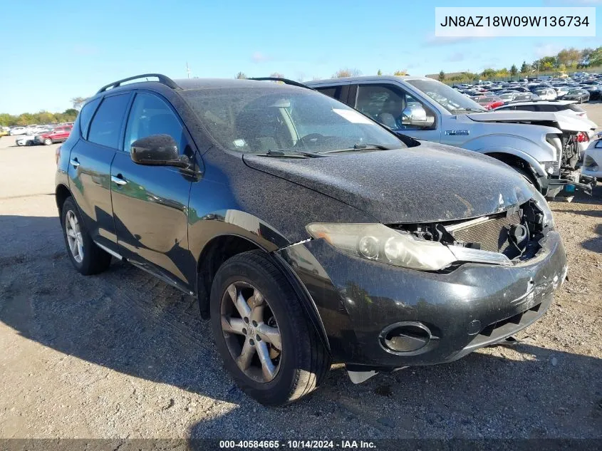 2009 Nissan Murano S/Sl/Le VIN: JN8AZ18W09W136734 Lot: 40584665