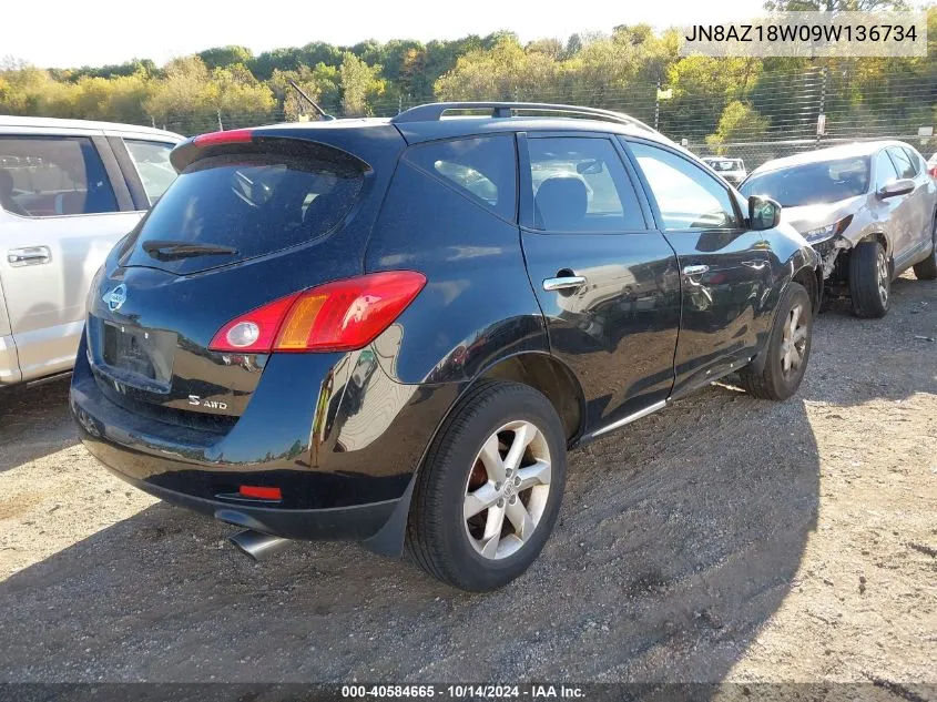 2009 Nissan Murano S/Sl/Le VIN: JN8AZ18W09W136734 Lot: 40584665