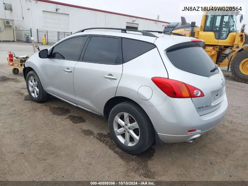 2009 Nissan Murano Sl VIN: JN8AZ18U49W020564 Lot: 40599356