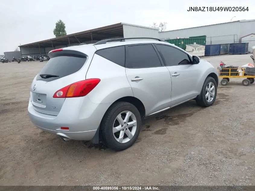 2009 Nissan Murano Sl VIN: JN8AZ18U49W020564 Lot: 40599356