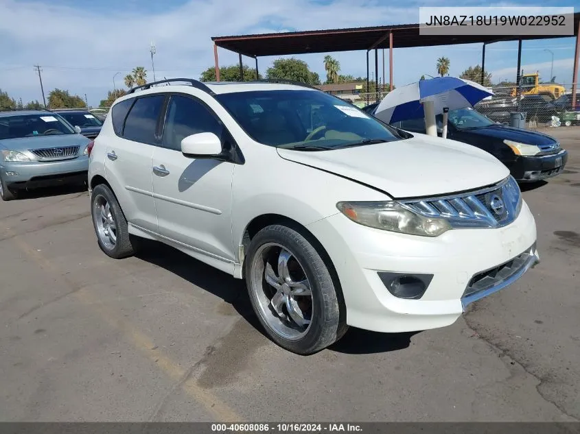 2009 Nissan Murano Sl VIN: JN8AZ18U19W022952 Lot: 40608086