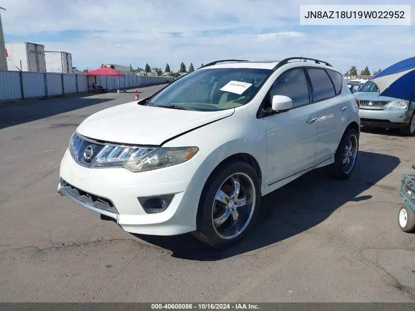 2009 Nissan Murano Sl VIN: JN8AZ18U19W022952 Lot: 40608086