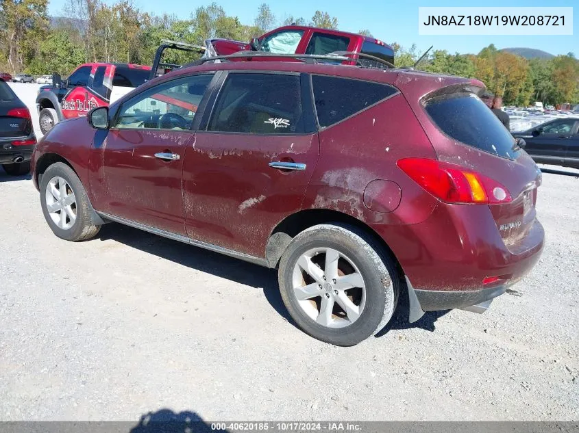 2009 Nissan Murano Sl VIN: JN8AZ18W19W208721 Lot: 40620185