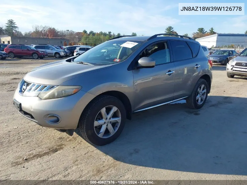 2009 Nissan Murano S VIN: JN8AZ18W39W126778 Lot: 40627976