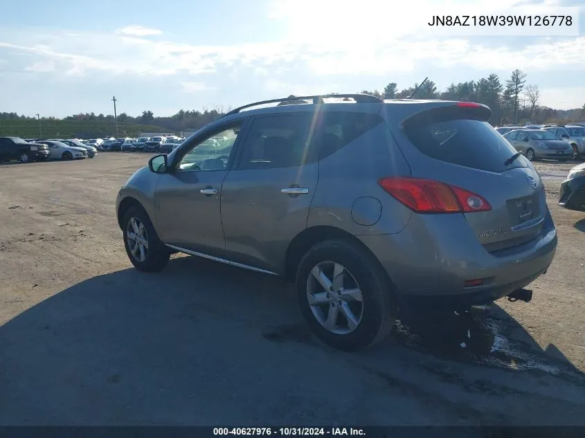 2009 Nissan Murano S VIN: JN8AZ18W39W126778 Lot: 40627976