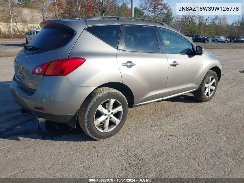 2009 Nissan Murano S VIN: JN8AZ18W39W126778 Lot: 40627976