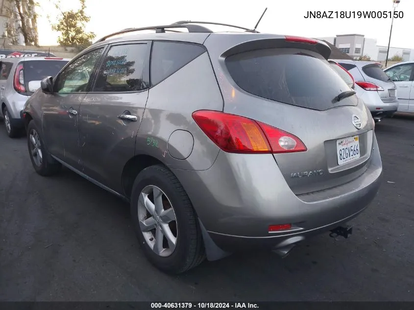 2009 Nissan Murano Sl VIN: JN8AZ18U19W005150 Lot: 40631379