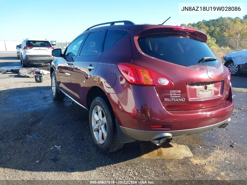 2009 Nissan Murano Sl VIN: JN8AZ18U19W028086 Lot: 40637519