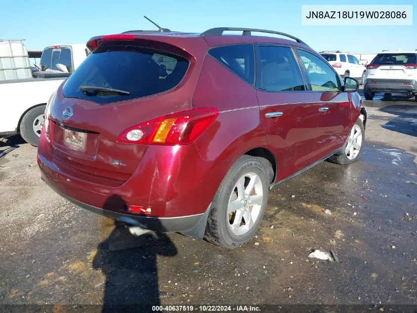 2009 Nissan Murano Sl VIN: JN8AZ18U19W028086 Lot: 40637519