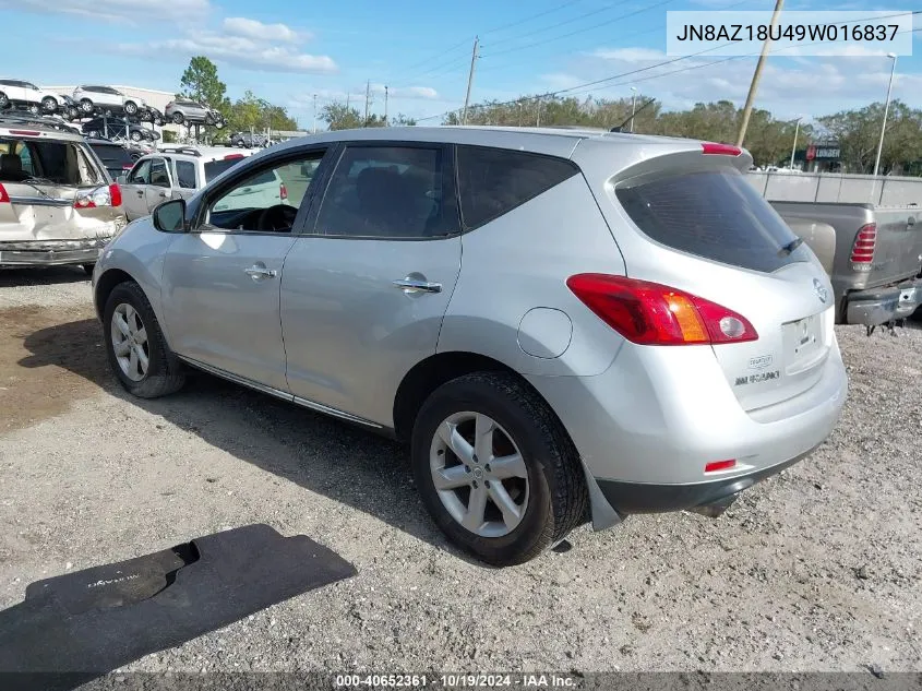 2009 Nissan Murano S VIN: JN8AZ18U49W016837 Lot: 40652361