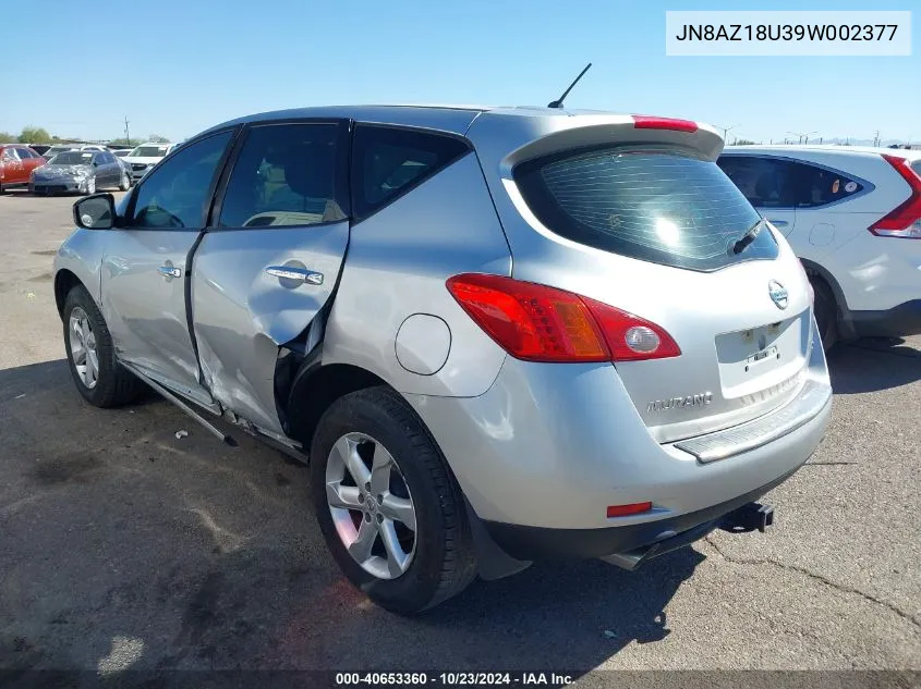 2009 Nissan Murano S VIN: JN8AZ18U39W002377 Lot: 40653360