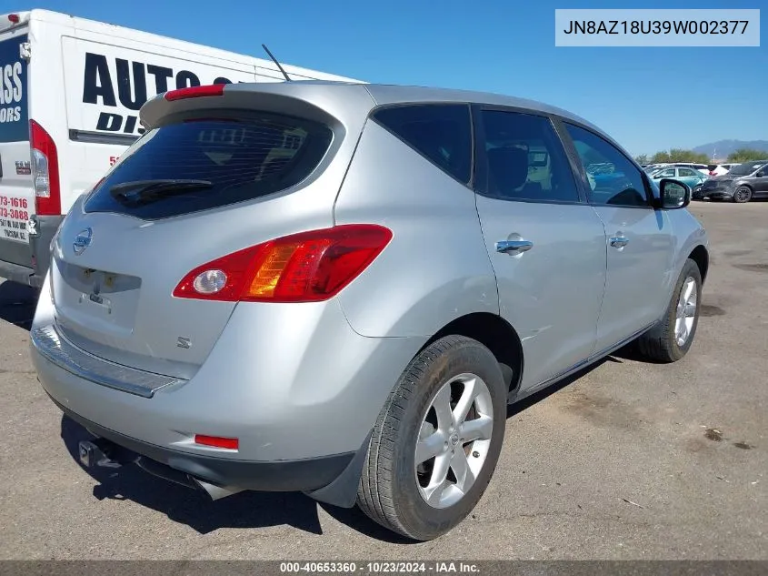 2009 Nissan Murano S VIN: JN8AZ18U39W002377 Lot: 40653360