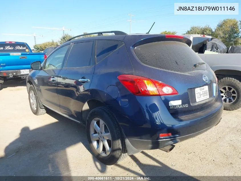 2009 Nissan Murano S VIN: JN8AZ18U79W011146 Lot: 40661611