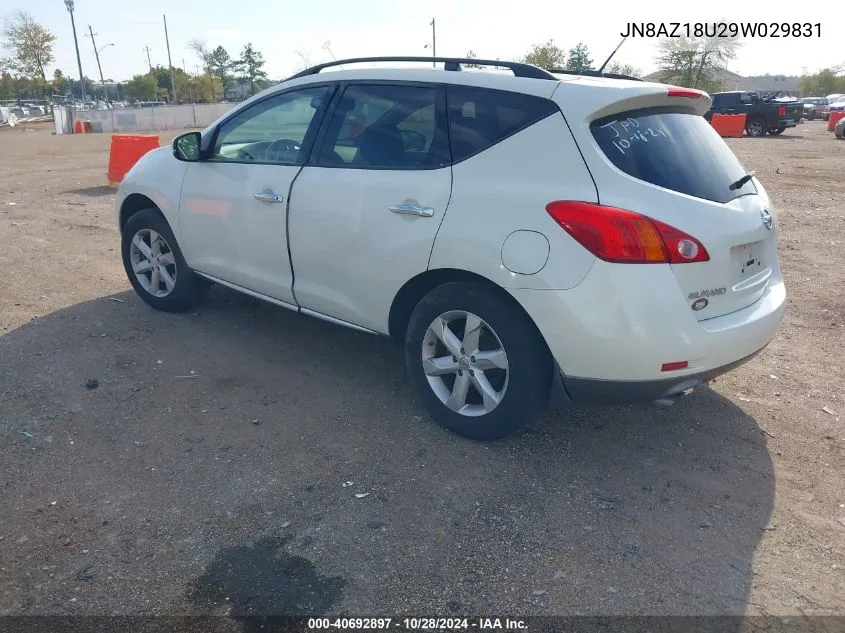 2009 Nissan Murano Sl VIN: JN8AZ18U29W029831 Lot: 40692897