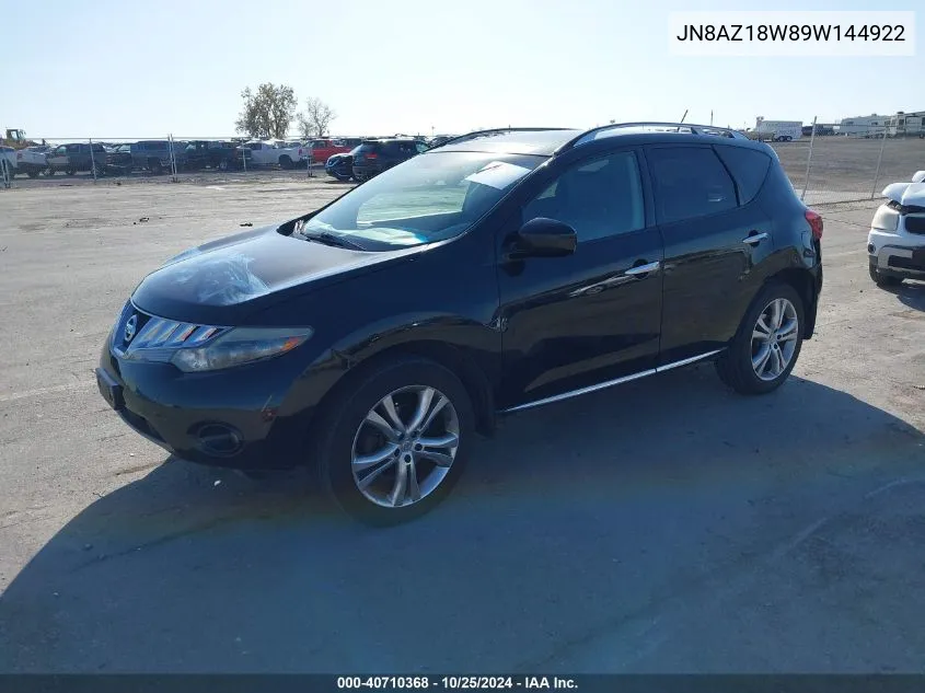 2009 Nissan Murano Le VIN: JN8AZ18W89W144922 Lot: 40710368