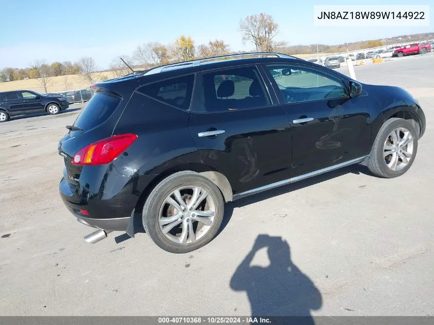 2009 Nissan Murano Le VIN: JN8AZ18W89W144922 Lot: 40710368