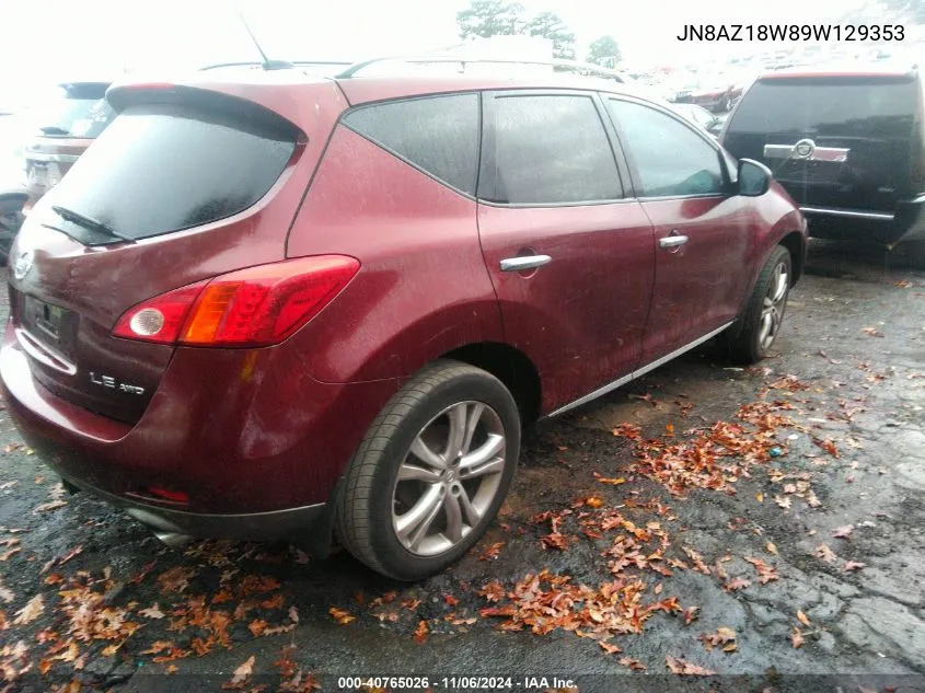 2009 Nissan Murano Le VIN: JN8AZ18W89W129353 Lot: 40765026