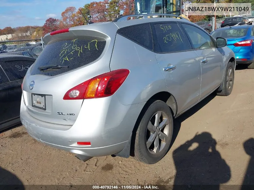 2009 Nissan Murano Sl VIN: JN8AZ18WX9W211049 Lot: 40792146