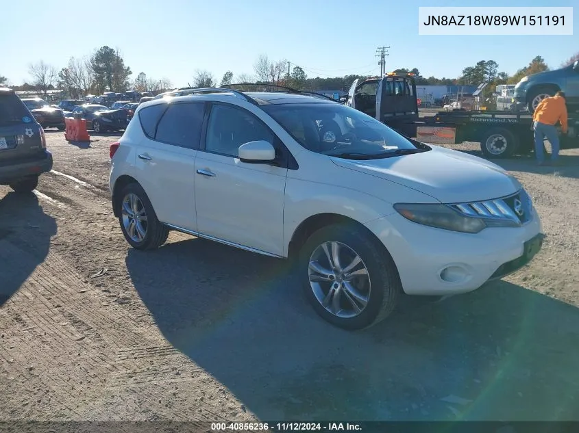 2009 Nissan Murano Le VIN: JN8AZ18W89W151191 Lot: 40856236