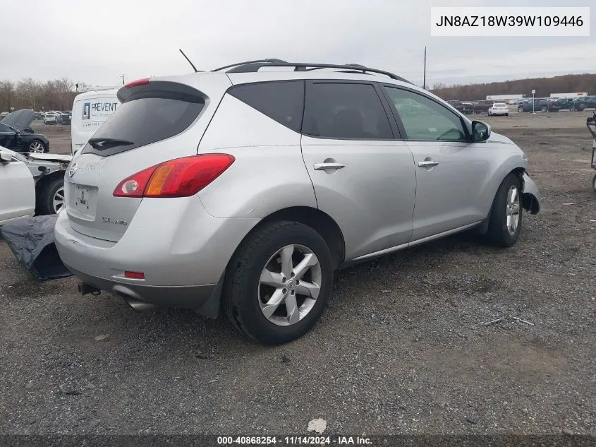 2009 Nissan Murano Sl VIN: JN8AZ18W39W109446 Lot: 40868254