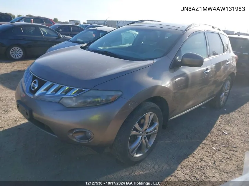 2010 Nissan Murano S/Sl/Le VIN: JN8AZ1MW4AW131983 Lot: 12127536