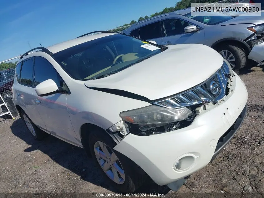 2010 Nissan Murano Sl VIN: JN8AZ1MU5AW000950 Lot: 39579413