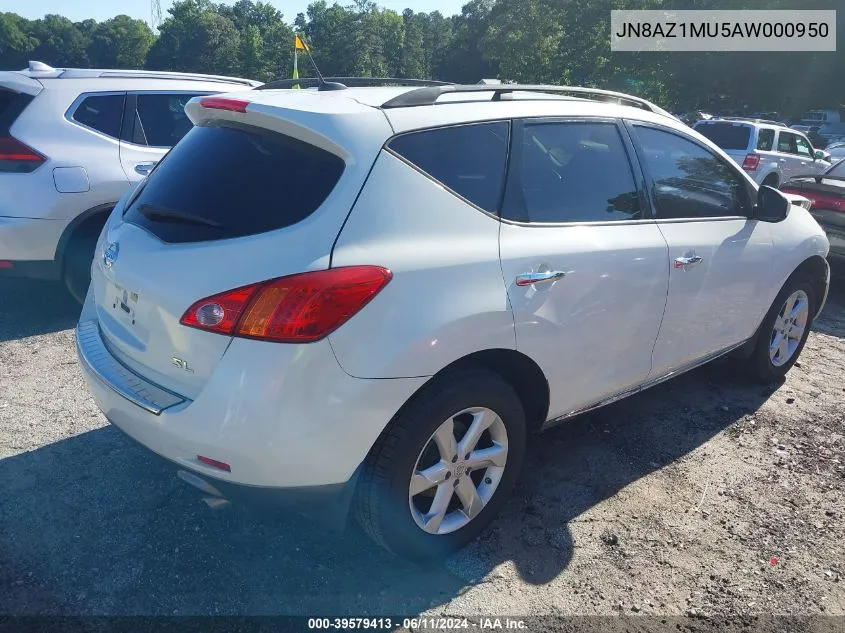 2010 Nissan Murano Sl VIN: JN8AZ1MU5AW000950 Lot: 39579413