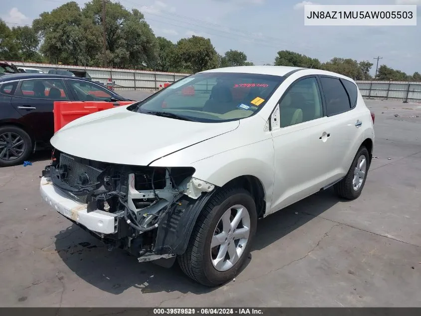 2010 Nissan Murano S VIN: JN8AZ1MU5AW005503 Lot: 39579521