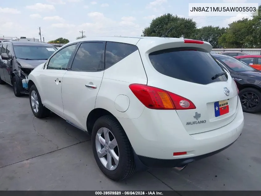 2010 Nissan Murano S VIN: JN8AZ1MU5AW005503 Lot: 39579521