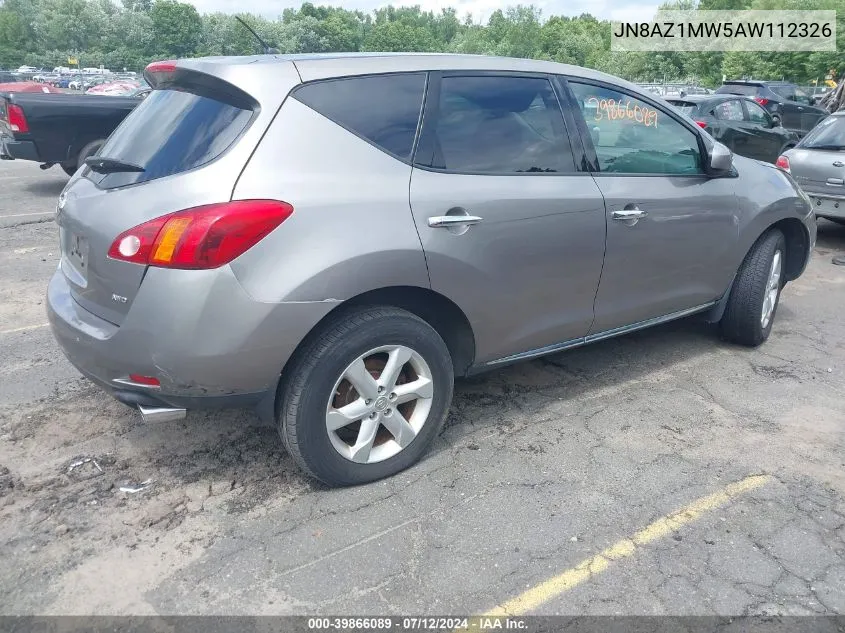 2010 Nissan Murano S VIN: JN8AZ1MW5AW112326 Lot: 39866089