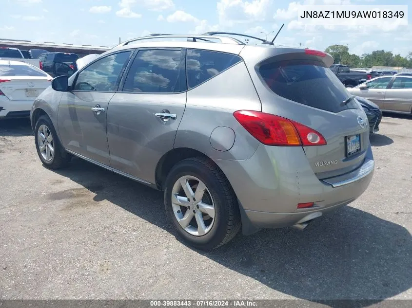 2010 Nissan Murano Sl VIN: JN8AZ1MU9AW018349 Lot: 39883443