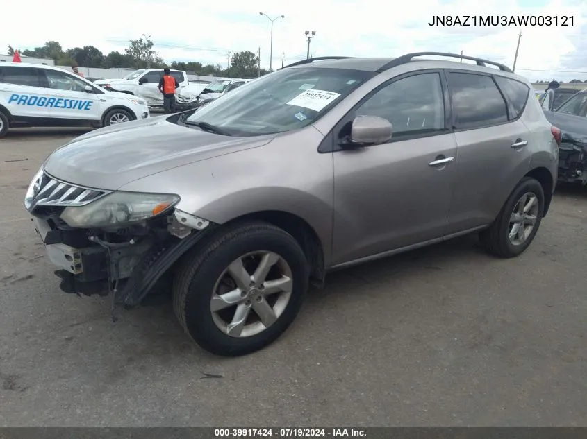 2010 Nissan Murano Sl VIN: JN8AZ1MU3AW003121 Lot: 39917424