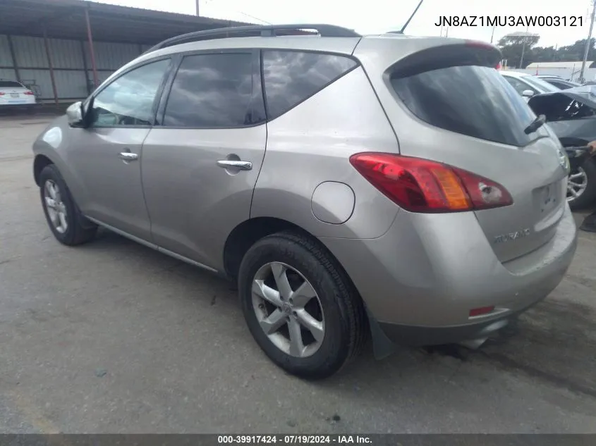 JN8AZ1MU3AW003121 2010 Nissan Murano Sl