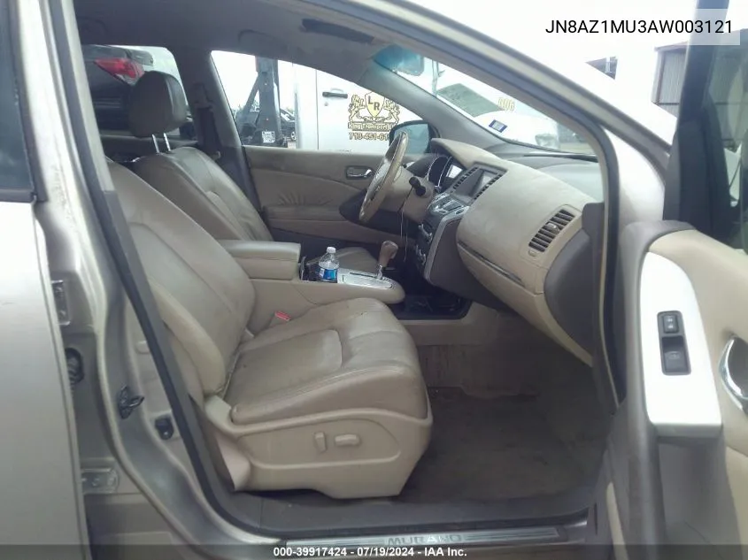 JN8AZ1MU3AW003121 2010 Nissan Murano Sl