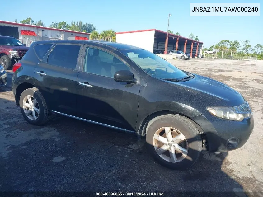 2010 Nissan Murano S VIN: JN8AZ1MU7AW000240 Lot: 40096865