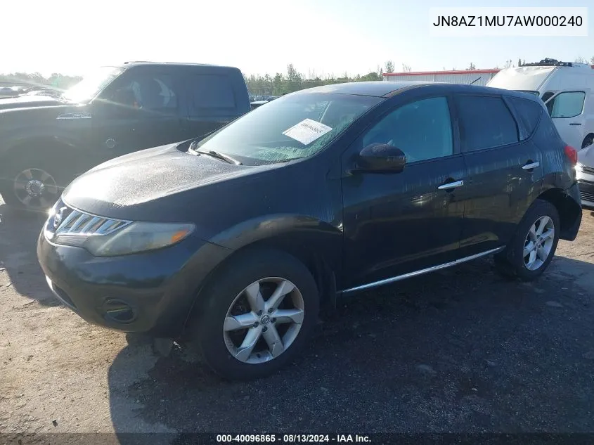 2010 Nissan Murano S VIN: JN8AZ1MU7AW000240 Lot: 40096865